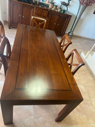 Mesa y 6 Sillas Teca Maciza Bali