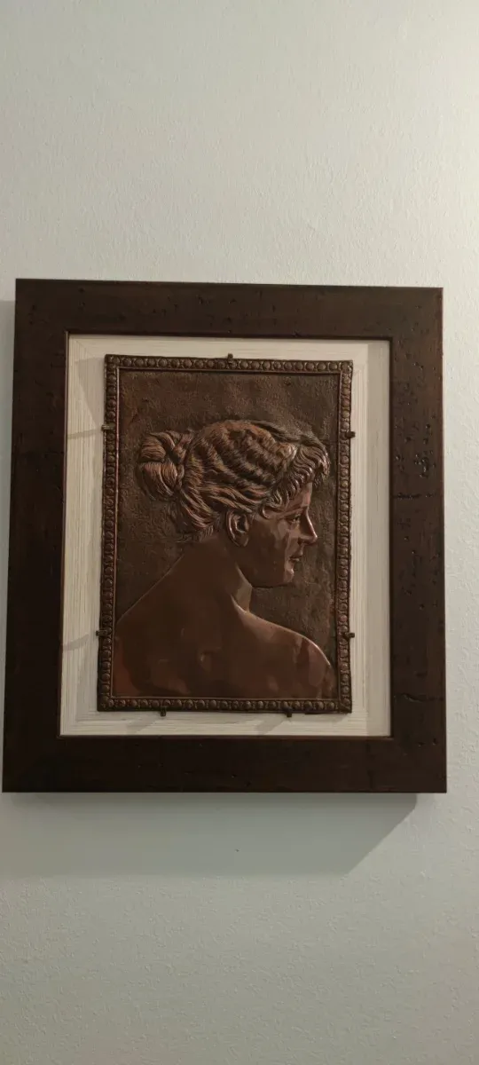 Cuadro de cobre con marco de madera