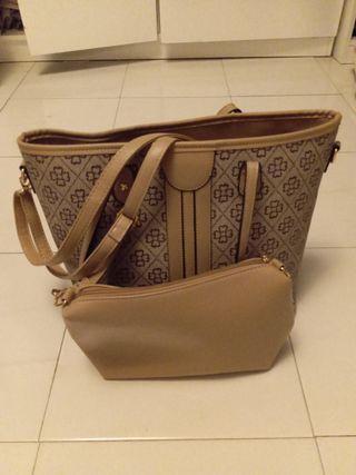  2 Bolsos  amplios y práctico beige/marrón 