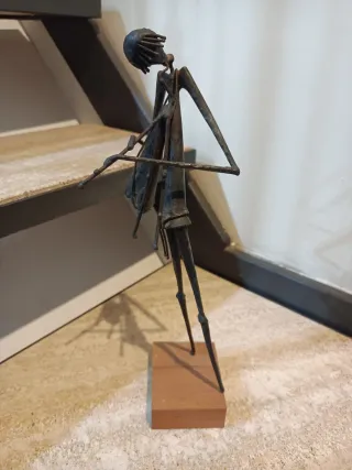Scultura vintage musicista in ferro battuto