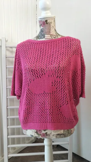 Jersey de punto calado con mangas acampanadas