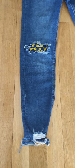 Vaqueros mujer M/38 con parches florales