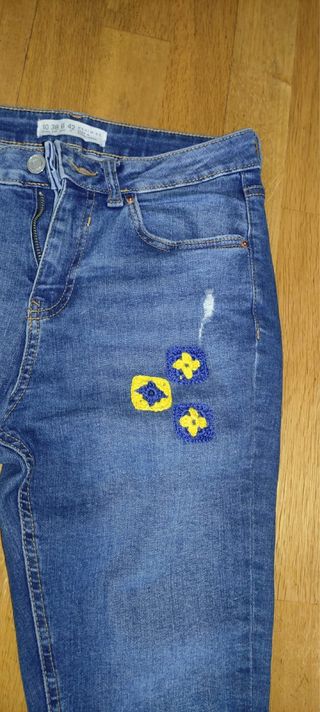 Vaqueros mujer M/38 con parches florales