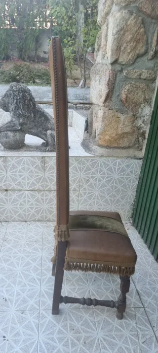 Mesa y 4 Sillas Vintage Madera maciza y Piel