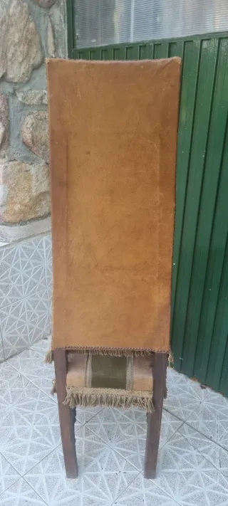 Mesa y 4 Sillas Vintage Madera maciza y Piel