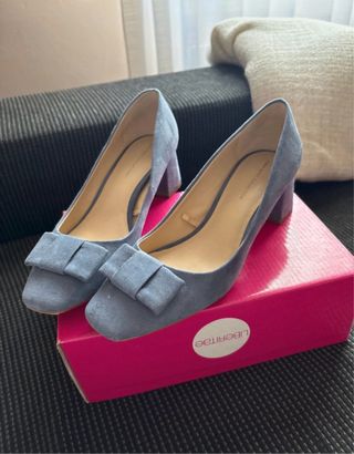 Zapato tacón Zara azul lazo