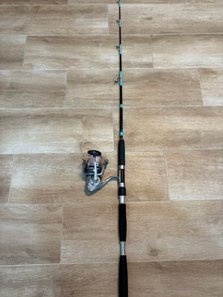 Caña y carrete de pesca jigging