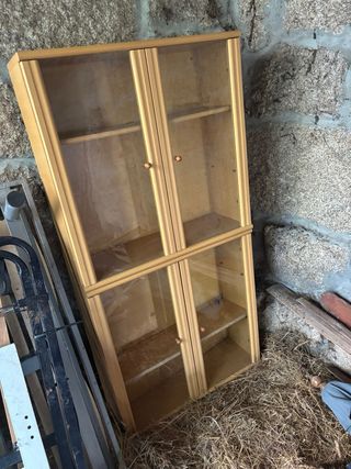 Vitrina vintage madera y cristal
