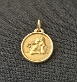 Medalla vintage ángel FIX chapado en oro