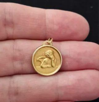 Medalla vintage ángel FIX chapado en oro
