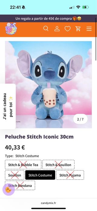 Peluche Stitch Nuevo 40cm con Bebida Bubble Tea
