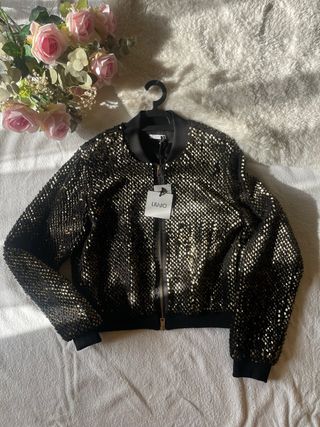 Bomber Liu Jo paillettes nere e oro