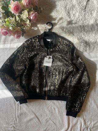 Bomber Liu Jo paillettes nere e oro