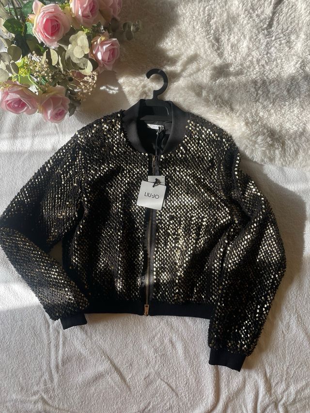 Bomber Liu Jo paillettes nere e oro