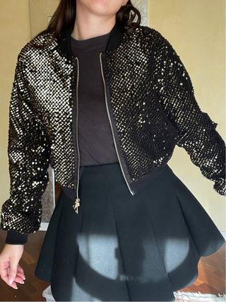 Bomber Liu Jo paillettes nere e oro