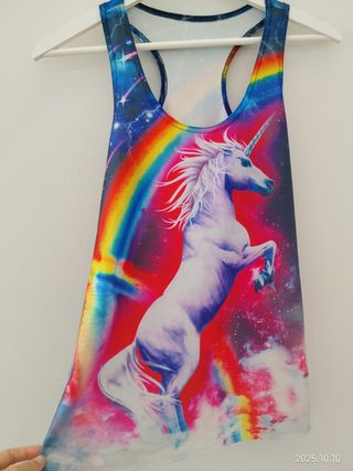 Camiseta tirantes mujer unicornio M nueva casual
