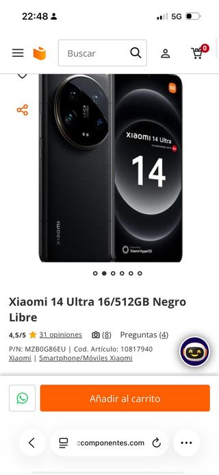 Xiaomi 14 Ultra 16/512GB Nero