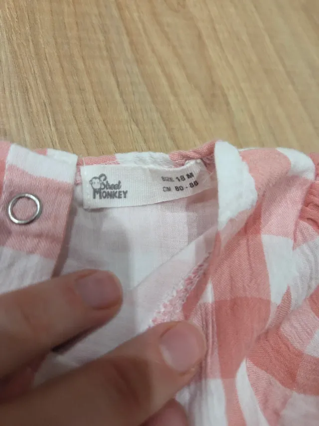 Vestido de bebé cuadros coral