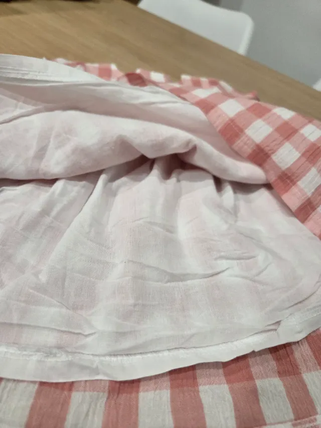 Vestido de bebé cuadros coral