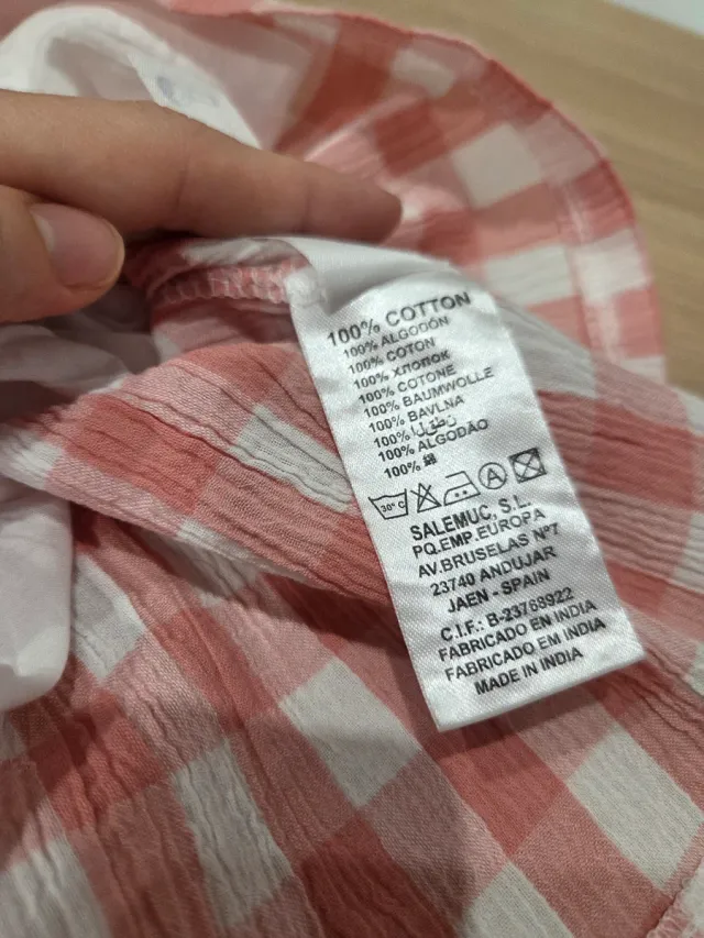 Vestido de bebé cuadros coral