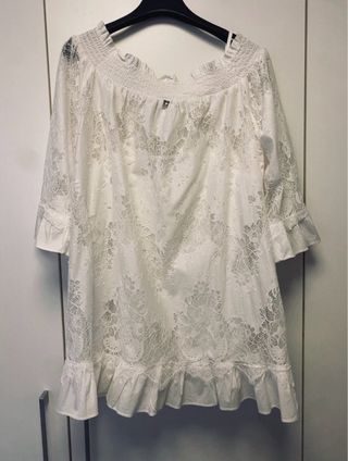 Camisa encaje Twin Set blanca manga corta