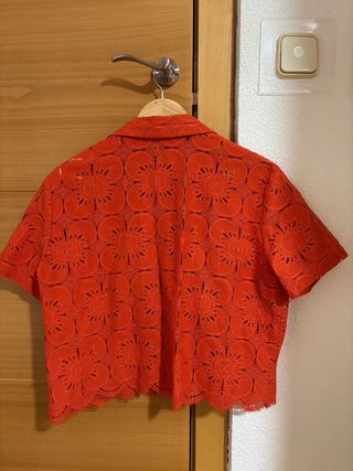 Blusa Desigual Roja Encaje