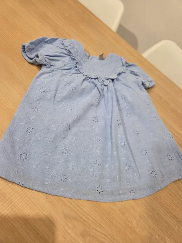 Conjunto vestido y braguita azul bebé