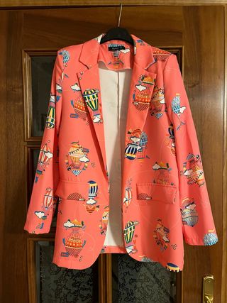 Giacca color salmone blazer fantasia mongolfie