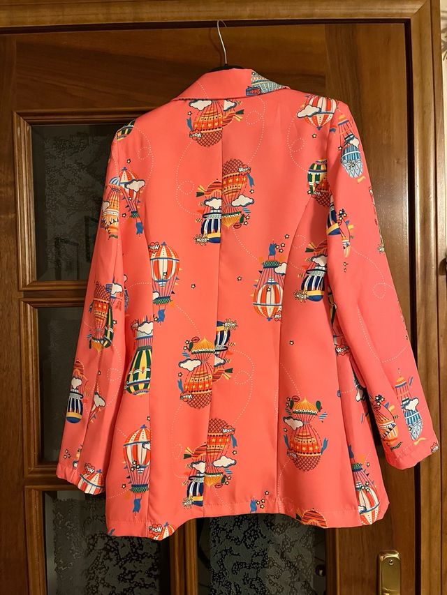 Giacca color salmone blazer fantasia mongolfie