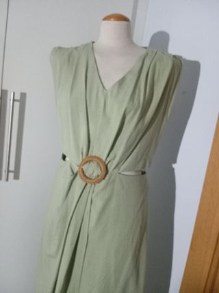 Vestido Zara Verde Talla XL Midi