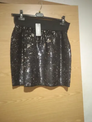 Falda lentejuelas cintura goma talla 42