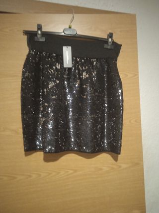 Falda lentejuelas cintura goma talla 42