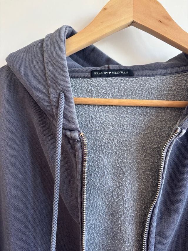 Sudadera con cremallera Brandy Melville azul/gris
