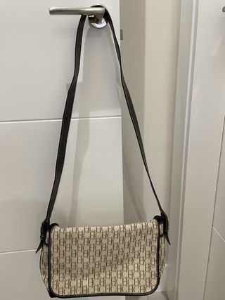 Bolso Bandolera Carolina Herrera Lona Beige/Marrón