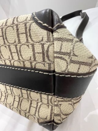 Bolso Bandolera Carolina Herrera Lona Beige/Marrón