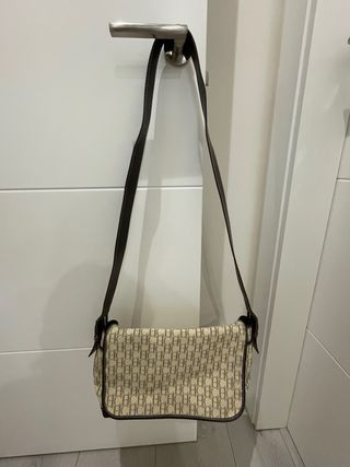 Bolso Bandolera Carolina Herrera Lona Beige/Marrón