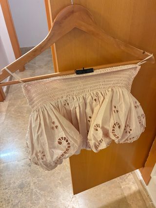 Top Zara rosa palabra de honor