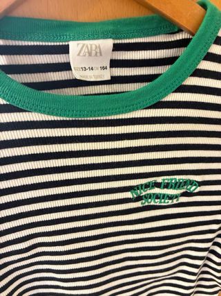 Camiseta Zara rayas verde y negro