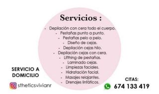 Servicios de Belleza: Masajes, Depilación, Cejas