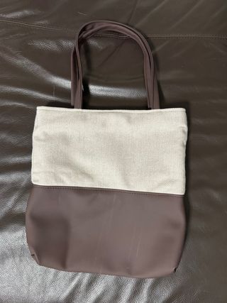 Bolso artesanal beige y marrón