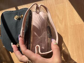 Mochila mini transparente rosa tejida