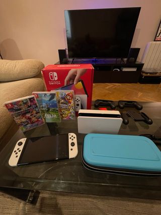 Nintendo Switch OLED Blanca + Juegos y Accesorios