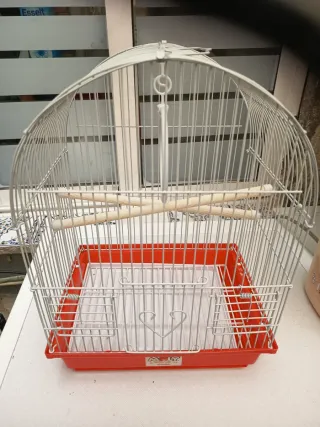 Jaula para pájaros blanca y roja nueva sin estrena