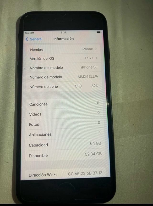 iPhone SE 2022 64GB Negro batería 100