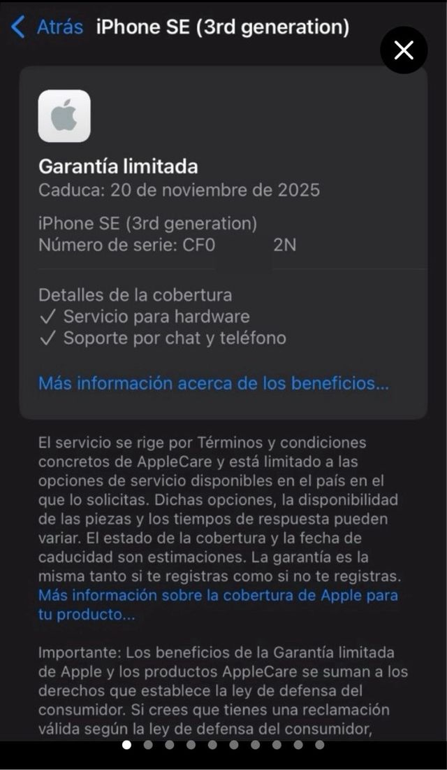 iPhone SE 2022 64GB Negro batería 100
