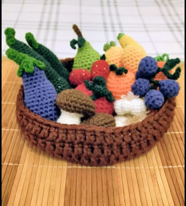 Cesto Crochet Frutas y Verduras Artesanal