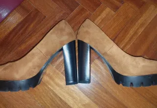 Zapatos tacón plataforma marrones T.38