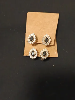 Pendientes de plata bisutería con pedrería