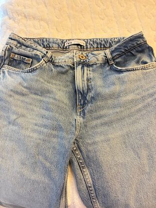 Pantalones Zara Tiro Alto Azul