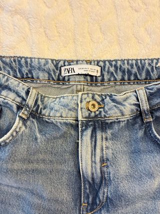 Pantalones Zara Tiro Alto Azul